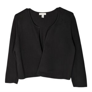 Charter‎ Club Cardigan Sweater Black TexturedOpen Front Cropped Size M